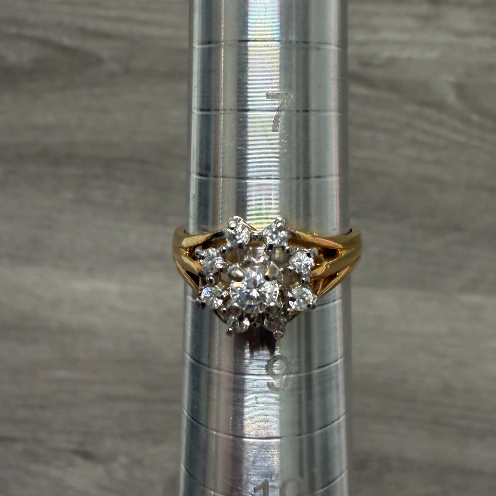 Gold and Silver Floral Cluster Ring 18k plated